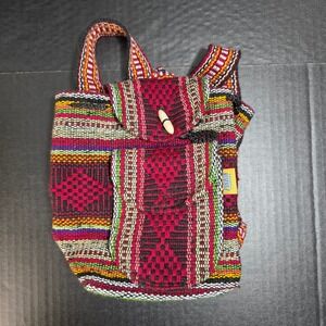 Artesanias Pinzon Mini Backpack Small Multicolor Woven Boho Geometric Mexico